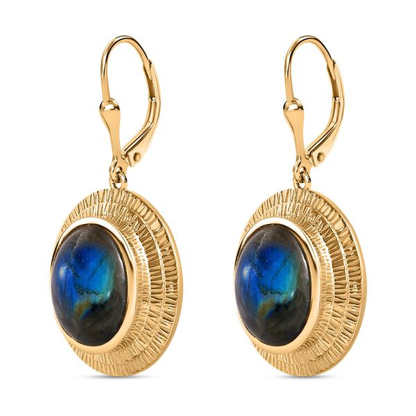 AAA Labradorit Ohrringe 925 Silber 750 Gelbgold Vermeil ca. 12.21 ct image number 5