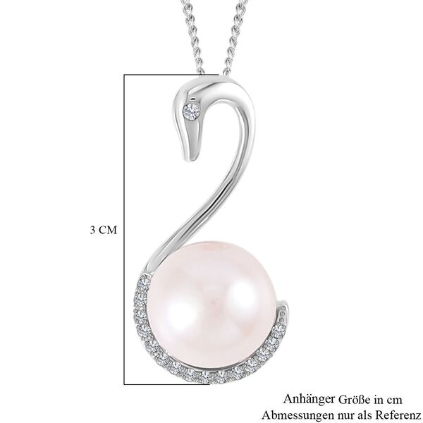 13-14 mm wei&szlig;e Edison-Perle und Zirkon-Anh&auml;nger mit Kette, 45 cm - 0,25 ct. image number 6