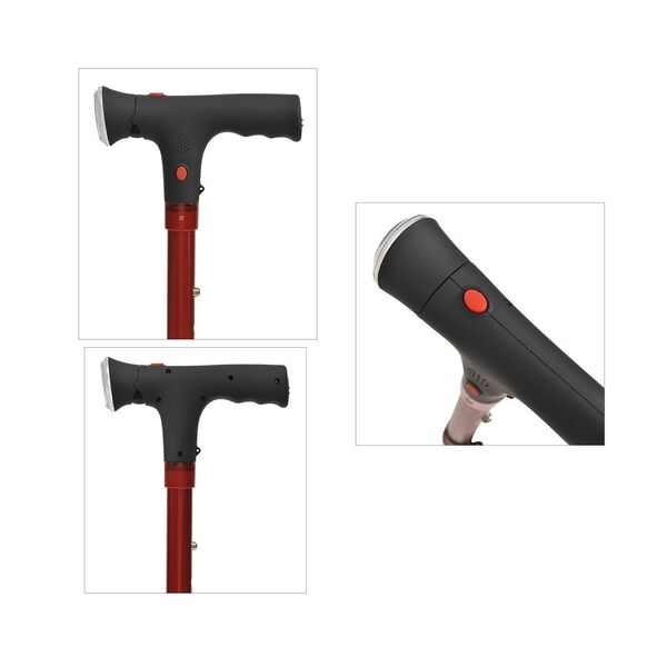 Klappbarer Smart-Walking-Stick mit drehbarem LED-Frontlicht in rot image number 12