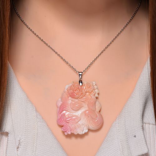 Natürlicher Rosa Königsmuschel Perle Anhänger mit Kette, 925 Silber rhodiniert image number 1