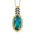 D joy Pfau Quarz Triplette Anhänger mit Kette, 925 Silber 750 Gelbgold Vermeil ca. 10,04 ct.