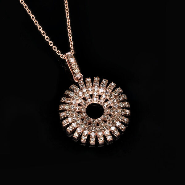 Nat&uuml;rlicher Champagner-Diamant-Anh&auml;nger mit Kette. 50cm - 0,50 ct. image number 2