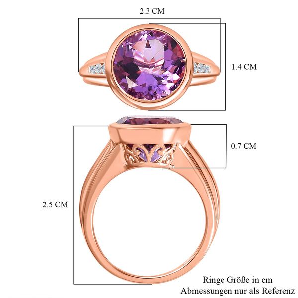 Rose de France Amethyst, wei&szlig;er Zirkon Ring, 925 Silber ros&eacute;vergoldet (Gr&ouml;&szlig;e 17.00) ca. 4.99 ct image number 7