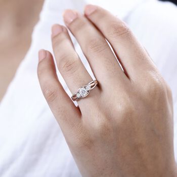 Moissanit Ring 925 Silber, bicolor, (Gr&ouml;&szlig;e 21.00) ca. 0.57 ct