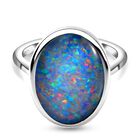 Boulder Opal Triplette Ring, 925 Silber platiniert (Größe 17.00) ca. 6.45 ct