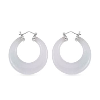 Wei&szlig;e Jade Ohrringe 925 Silber rhodiniert ca. 77.00 ct