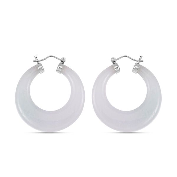 Wei&szlig;e Jade Ohrringe 925 Silber rhodiniert ca. 77.00 ct image number 3