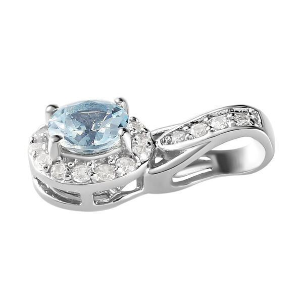 2er-Set, Espirito Santo Aquamarin und Zirkon-Ring mit Anhänger, 925 Silber platiniert ca. 1,37 ct image number 7