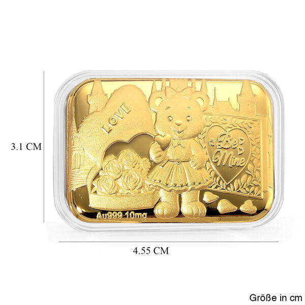 EXKLUSIVES GESCHENK - 999er Goldfolie, b&auml;r mit rosen, 10mg image number 4