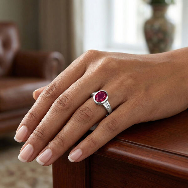 Afrikanischer Rubin und Zirkon-Ring - 1,97 ct. image number 2