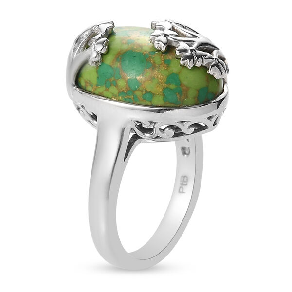 Gr&uuml;nes Mojave-T&uuml;rkis Ring Messing Ionenbeschichtetes Platin  ca. 10,25 ct image number 5