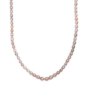 AA Mehrfarbige Perle Halskette ca. 45 cm 925 Silber 750 Gelbgold Vermeil