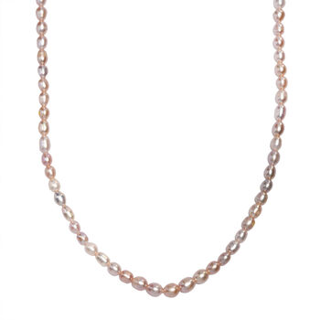 AA Mehrfarbige Perle Halskette, ca. 45 cm 925 Silber 750 Gelbgold Vermeil