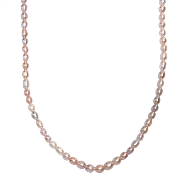 AA Mehrfarbige Perle Halskette, ca. 45 cm 925 Silber 750 Gelbgold Vermeil