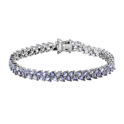 Tansanit Armband, ca. 19 cm, 925 Silber platiniert ca. 13.11 ct