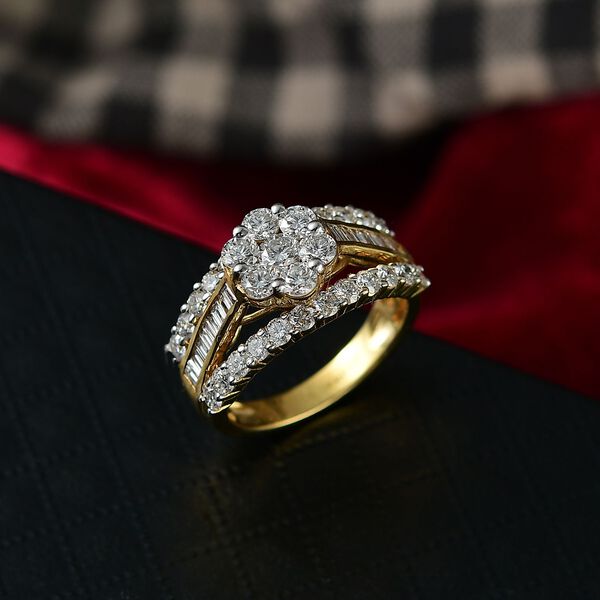 LUXURIANT SGL zertifizierter SI-GH Labor Diamant Ring, 925 Silber 750 Gelbgold Vermeil - 2 ct. image number 2