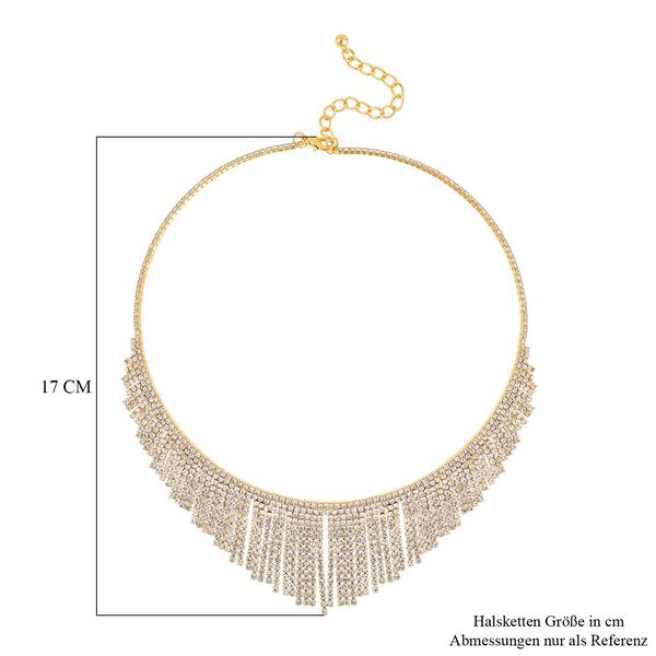 Kristall-Wasserfall-Design Halskette, ca. 40.5 cm, goldfarben image number 4