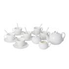 22 teiliges Porzellan Tee Set, 6 Tassen, 6 Teller, 7 Löffel, 1 Teekanne, 1 Zucker, 1 Milch - Art-déco-Stil