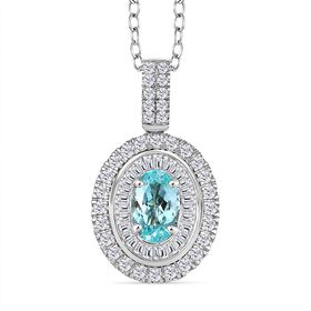 RHAPSODY zertifiziert und geprüft AAAA Paraiba Turmalin und VS-EF Diamant Anhänger mit 45cm Kette in 950 Platin - 2,03 ct.