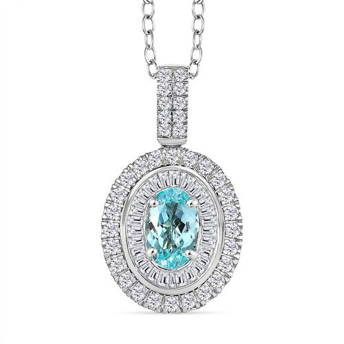 RHAPSODY zertifiziert und geprüft AAAA Paraiba Turmalin und VS-EF Diamant Anhänger mit 45cm Kette in 950 Platin - 2,03 ct. image number 0