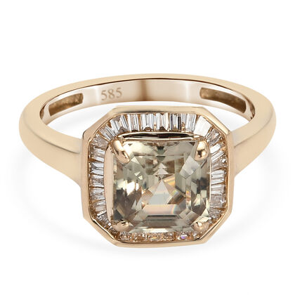 AAA Turkizit und Diamant-Ring, 585 Gelbgold (Größe 17.00) ca. 2,32 ct
