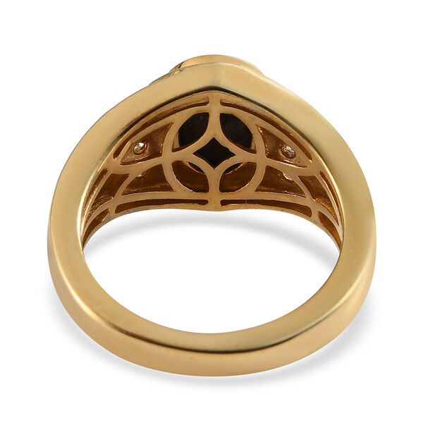 Meteorit und Zirkon Ring 925 Silber vergoldet  ca. 2,96 ct image number 6