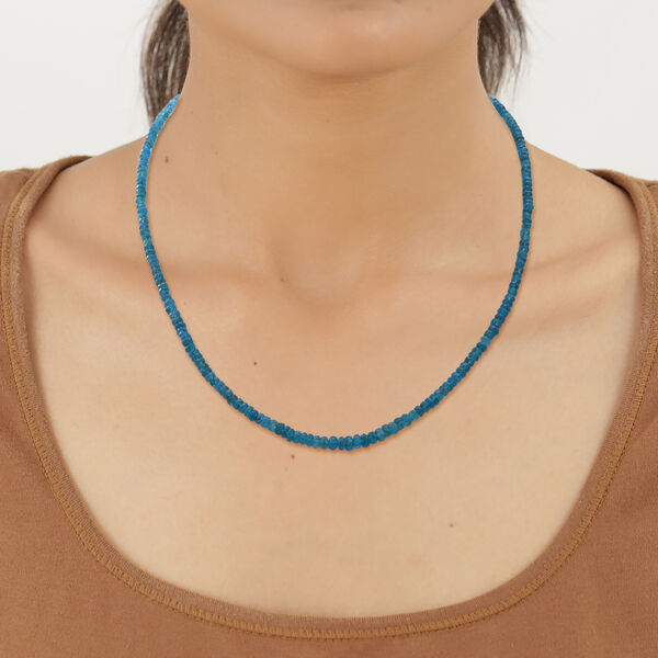 Neon Apatite Halskette ca. 45 cm lange 925 Silber Rhodiniert ca. 42.50 ct image number 2