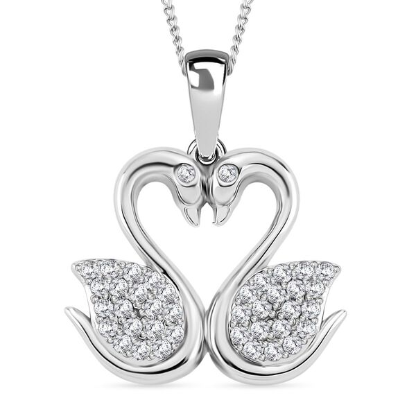 Moissanit Anh&auml;nger mit Kette ca. 45 cm, 925 Silber rhodiniert ca. 0.37 ct