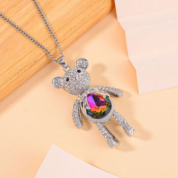 Mystiche Regenbogen, wei&szlig;e und schware Kristall 60+5cm Halskette