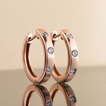 LUXURIANT SI-GH Labor Diamant Creolen, 925 Silber mit Ros&eacute;gold E-Beschichtung - 0,33 ct.