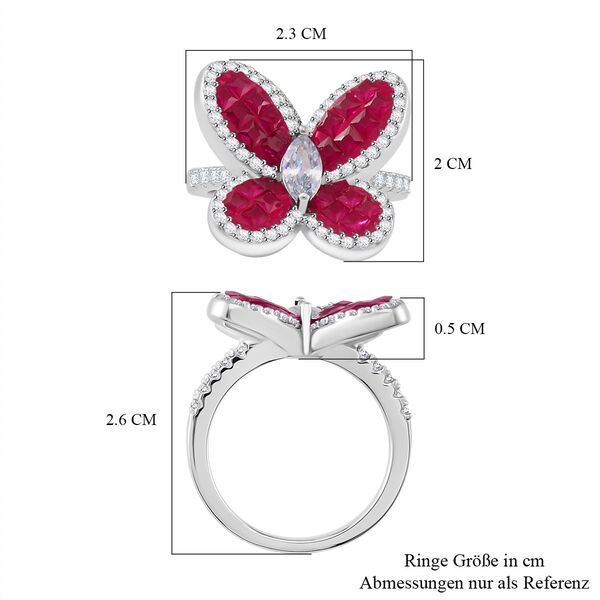 Rubin-Farbe und weißer Zirkonia Ring image number 6