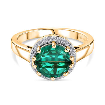 D'Joy Smaragd Triplett Quarz und Zirkon Ring - 2 ct.