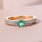 AAA Smaragd und weißer Zirkon-Ring, 925 Silber vergoldet  ca. 0,55 ct image number 1