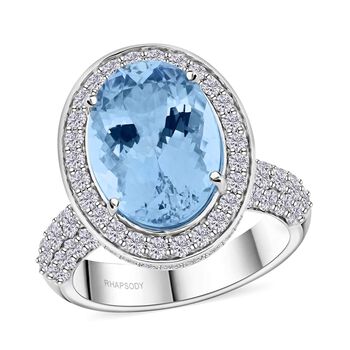 CHAIRMAN VAULT COLLECTION - AAAA Santamaria Aquamarin, Wei&szlig;er Diamant Ring, zertifiziert und gepr&uuml;ft, 950 Platin (Gr&ouml;&szlig;e 17.00) ca. 7.90 ct