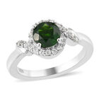 Natürlicher Chromdiopsid und Zirkon Ring 925 Silber platiniert  ca. 1,21 ct image number 3