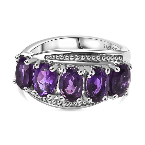 Afrikanischer Amethyst Ring Edelstahl (Gr&ouml;&szlig;e 16.00) ca. 2,07 ct