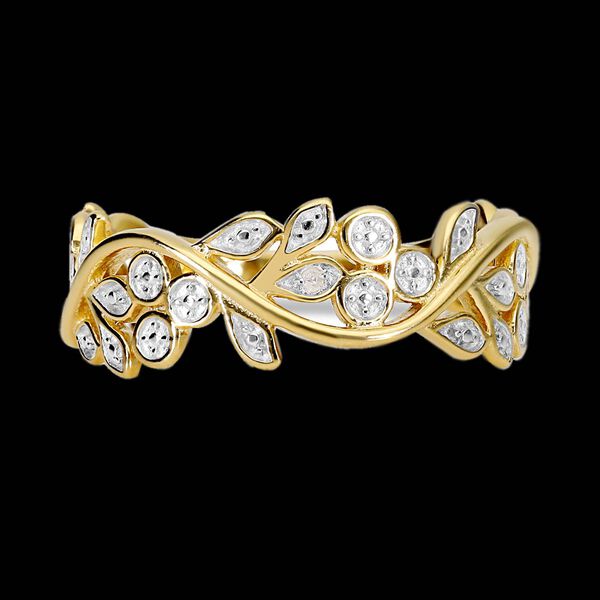 ALLORO vergoldeter Silberring mit Diamantakzenten image number 2