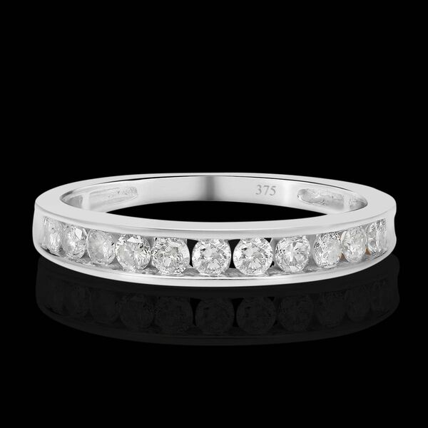 Diamant Half Eternity-Ring, SGL zertifiziert I2-I3 G-H, 375 Wei&szlig;gold  ca. 0,50 ct image number 2