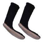 1 paar rutschfeste und gestrickte Hausschuhe mit Fellfutter, Größe M, Schwarz