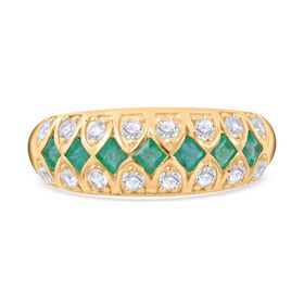 AAA Kagem Sambischer Smaragd, Weißer Zirkon Ringe 925 Silber Gelbgold Vermeil (Größe 17.00) ca. 1.46 ct