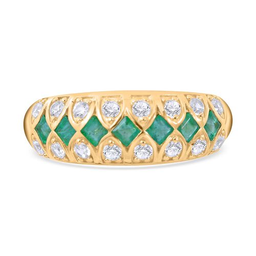 AAA Kagem Sambischer Smaragd, Weißer Zirkon Ringe 925 Silber Gelbgold Vermeil (Größe 17.00) ca. 1.46 ct image number 0