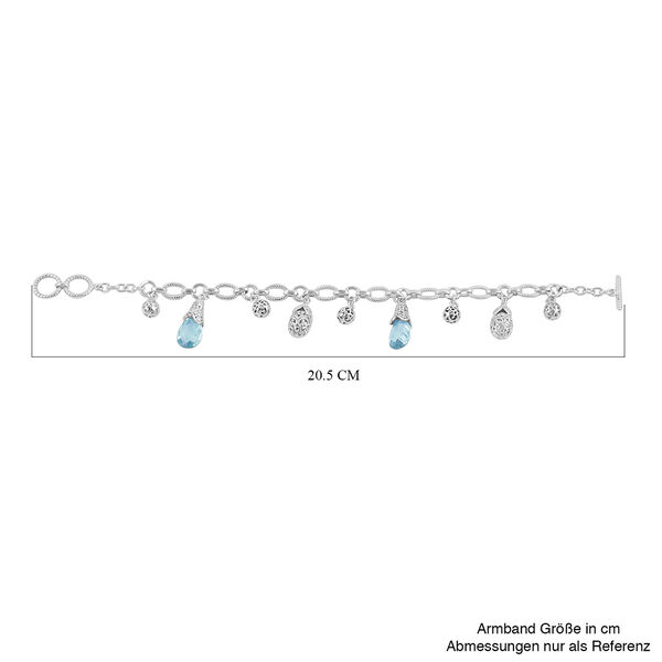 Royal Bali Kollektion - Blau Topas-Armband, ca. 19 cm, 925 Silber image number 3