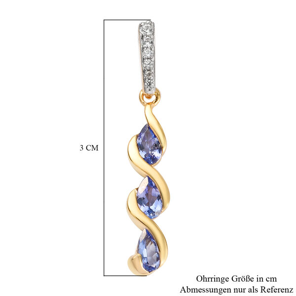 Tansanit und Zirkon Ohrringe, 925 Silber vergoldet ca. 1.34 ct image number 5