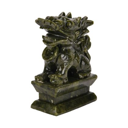 Handgefertigte Pixiufigur aus Serpentin, ca. 12 x 5 x 8 cm