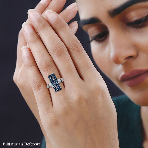 Blauer Diamant Ring, 925 Silber platiniert (Größe 16.00) ca. 0.50 ct image number 3