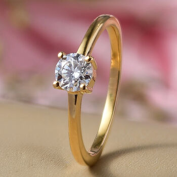 D'Joy Moissanit Ring 925 Silber vergoldet (Gr&ouml;&szlig;e 19.00) ca. 0,46 ct