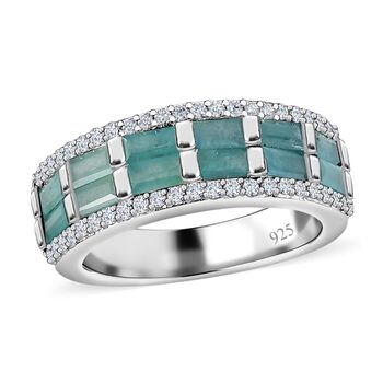 Grandidierit und Zirkon Ring 925 Silber platiniert  ca. 1,85 ct