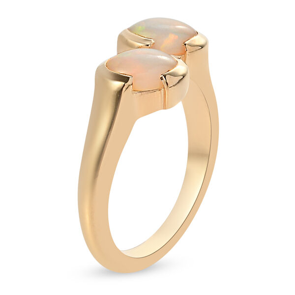 Nat&uuml;rlicher &Auml;thiopischer Opal Bypass Ring 925 Silber vergoldet  ca. 1,10 ct image number 5