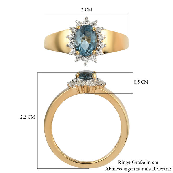 London Blau Topas und Zirkon Ring, ca. 1,24 ct image number 7