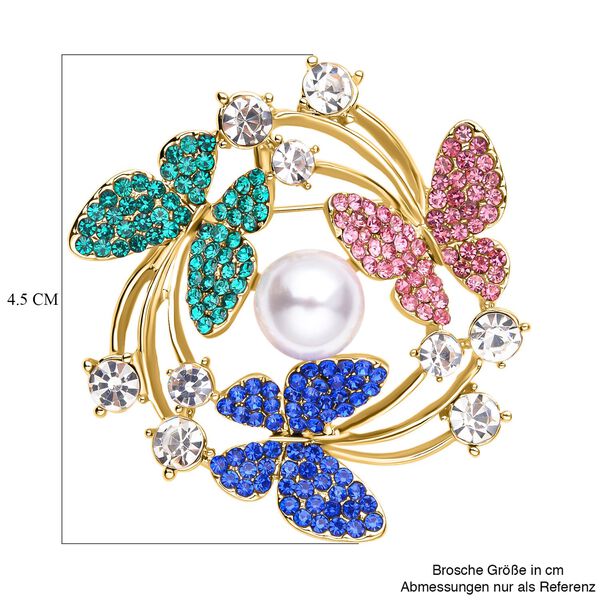 K&uuml;nstliche Perlen- und  Zirkonia-Brosche, goldfarben ca. 3,00 ct image number 5